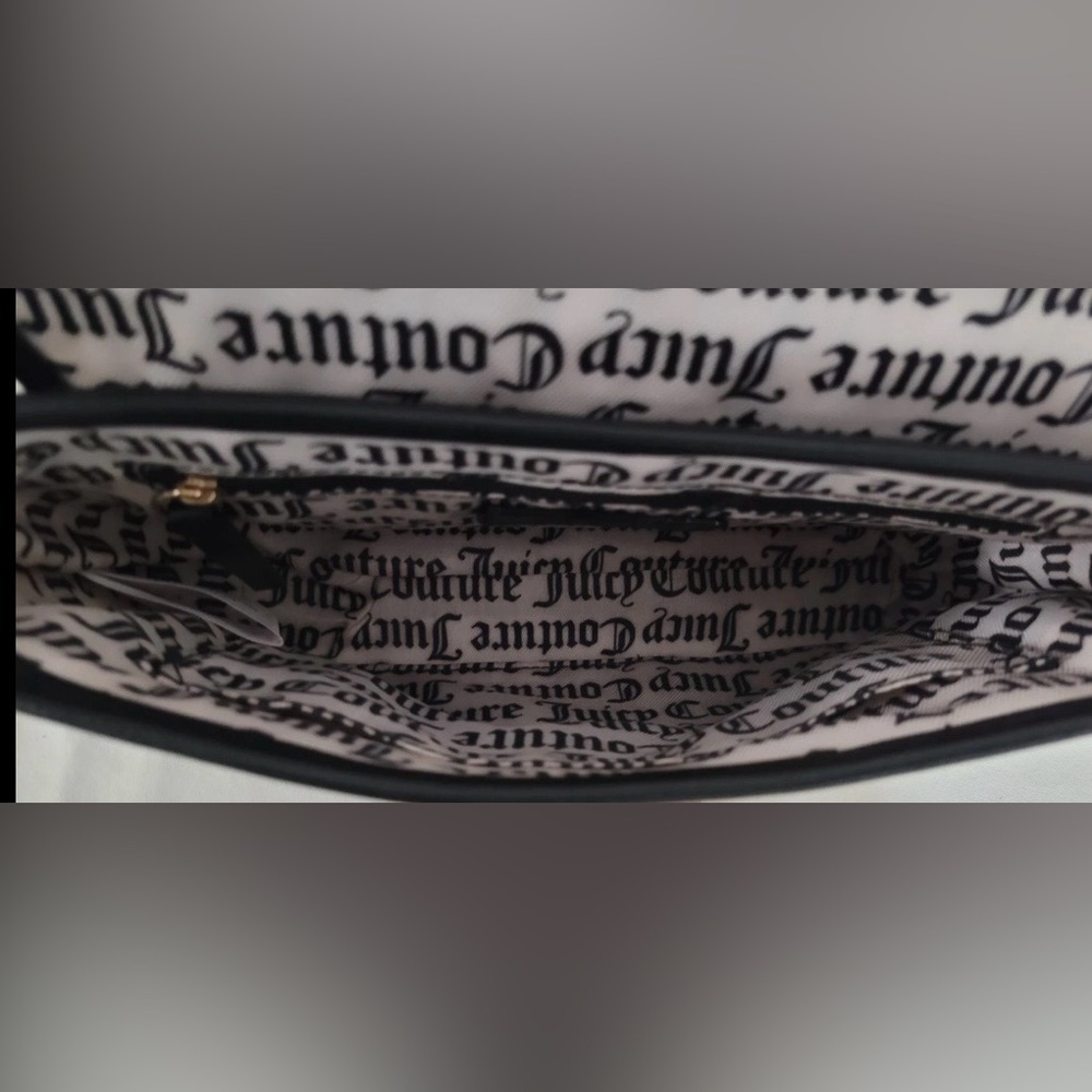 Juicy Couture Black Logo Embossed Crossbody Shoulder Bag Faux Leather - 2 Straps - Picture 16 of 16